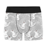 white swan gray background Men's All Over Print Boxer Briefs Men's Underwear