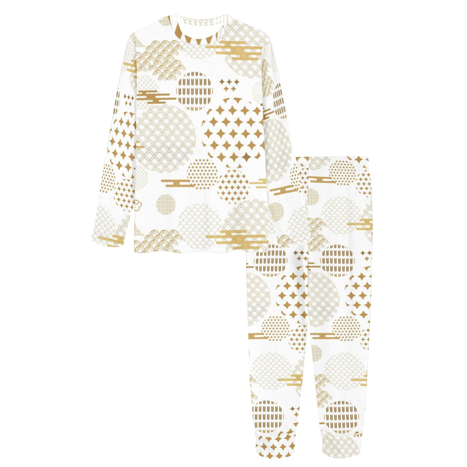 Beautiful gold japanese pattern Women's All Over Print Pajama Set
