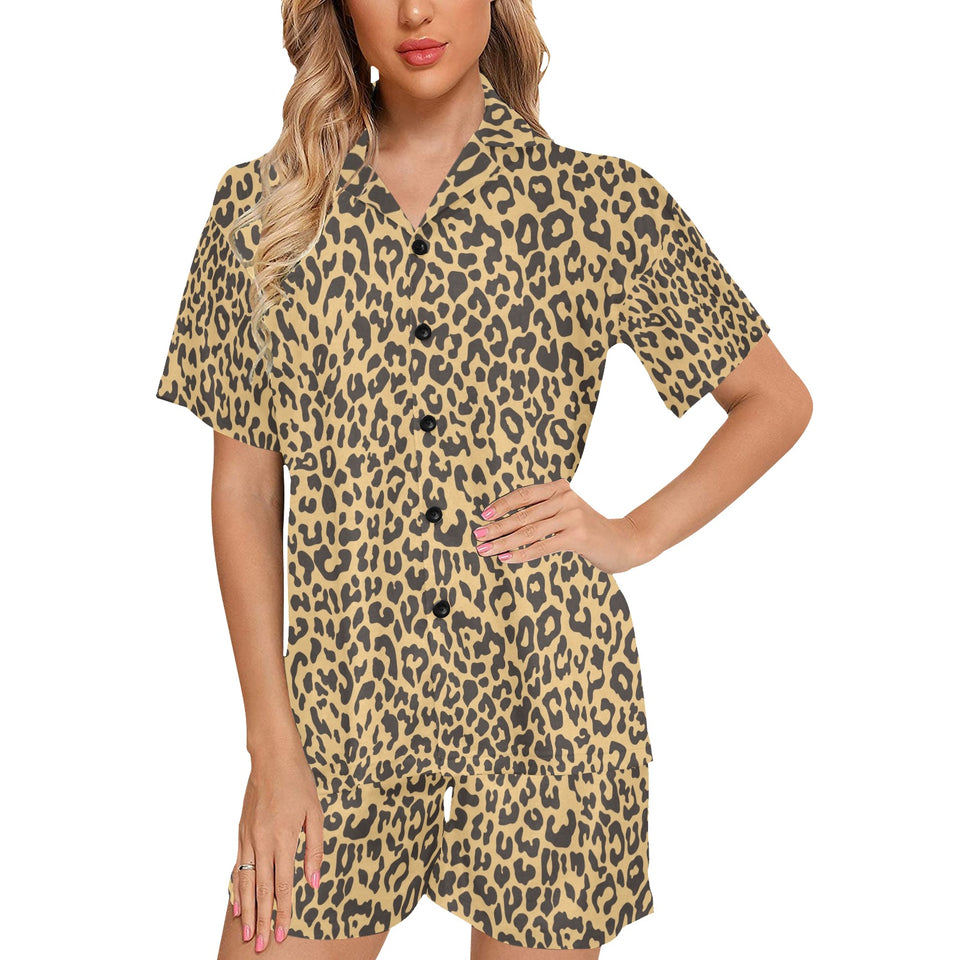 Leopard skin print Women's V-Neck Short Pajama Set