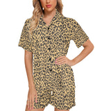 Leopard skin print Women's V-Neck Short Pajama Set