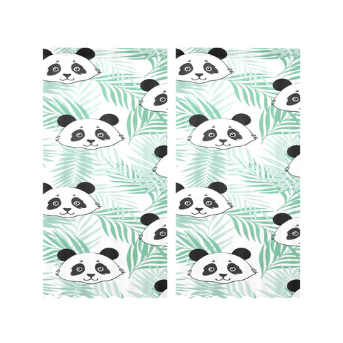 Panda pattern tropical leaves background Gauze Curtain