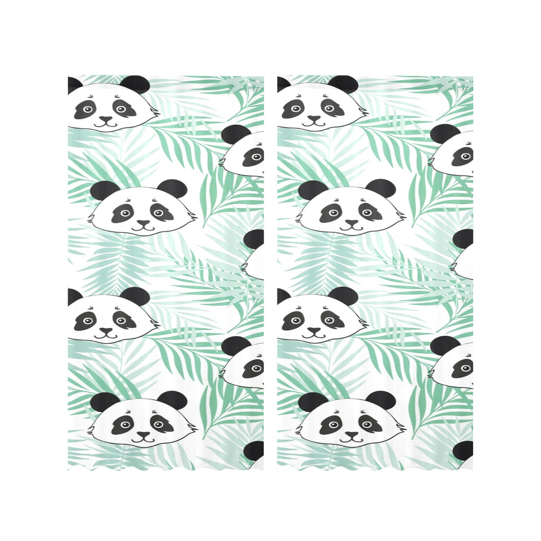 Panda pattern tropical leaves background Gauze Curtain