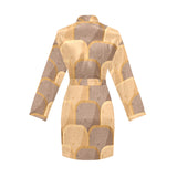 Bread Toast Pattern Print Design 04 Women's Long Sleeve Belted Night Robe