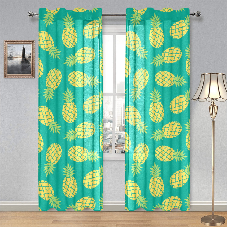 Pineapples pattern green background Gauze Curtain