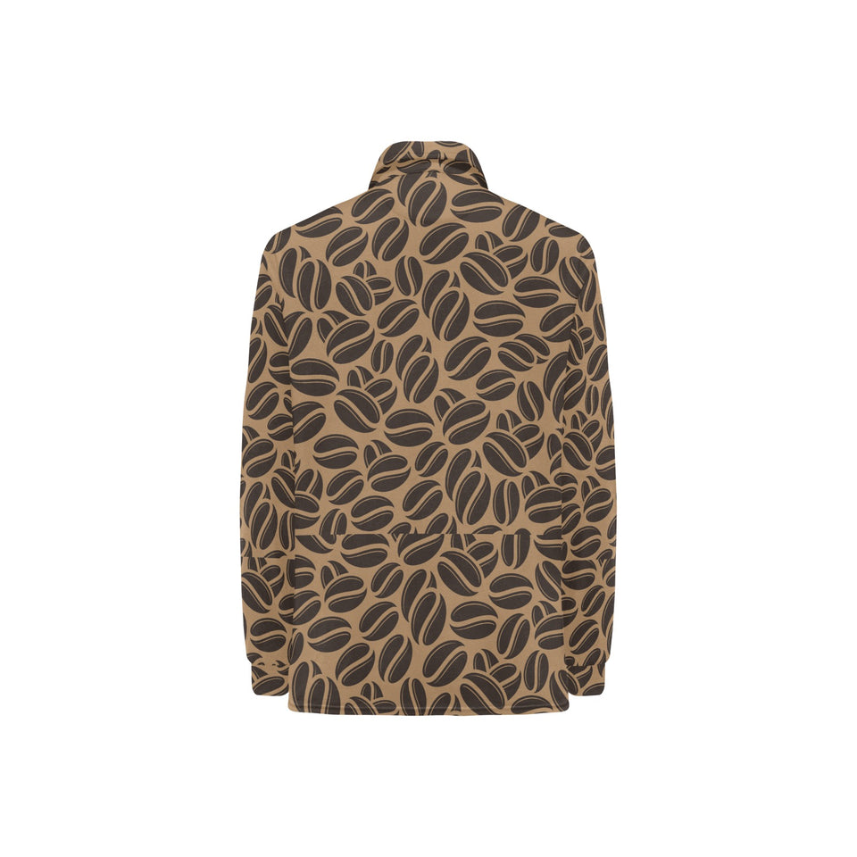 Coffee bean on brown background Women's Long Sleeve Polo Shirt