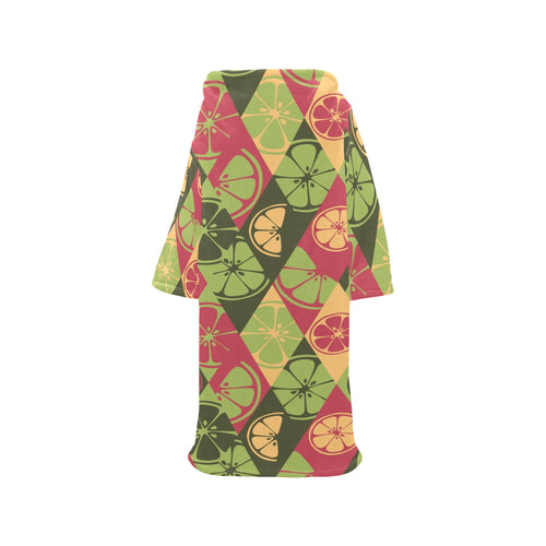 Cool Geometric lime pattern Blanket Robe with Sleeves