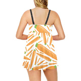 Carrot Pattern Print Design 02 Chest Sexy Pleated Two Piece Swim Dress
