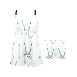 Cute goat design pattern Chest Sexy Pleated Two Piece Swim Dress