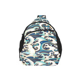Japanese wave pattern All Over Print Chest Bag