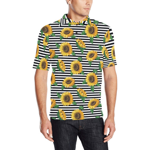 sunflowers ribbon background Men's All Over Print Polo Shirt