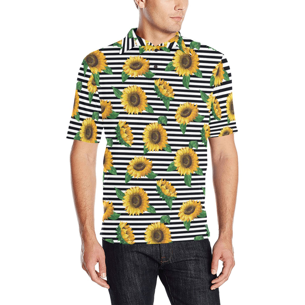 sunflowers ribbon background Men's All Over Print Polo Shirt