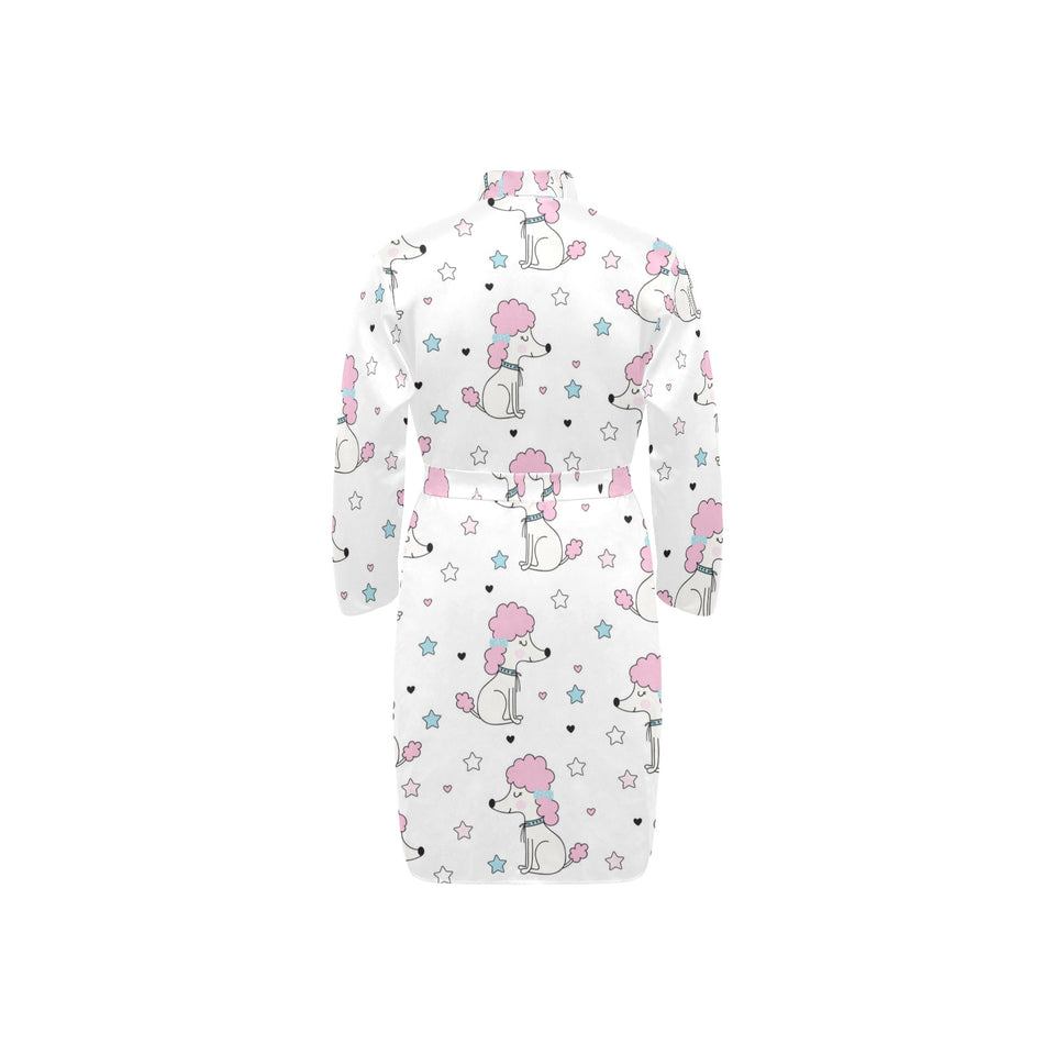 Cute poodle dog star pattern Men's Long Sleeve Belted Night Robe