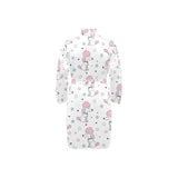 Cute poodle dog star pattern Men's Long Sleeve Belted Night Robe