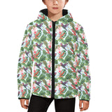 Hummingbird Pattern Print Design 05 Kids' Boys' Girls' Padded Hooded Jacket