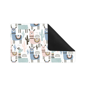 lama Alpaca cactus hand drawn pattern Doormat