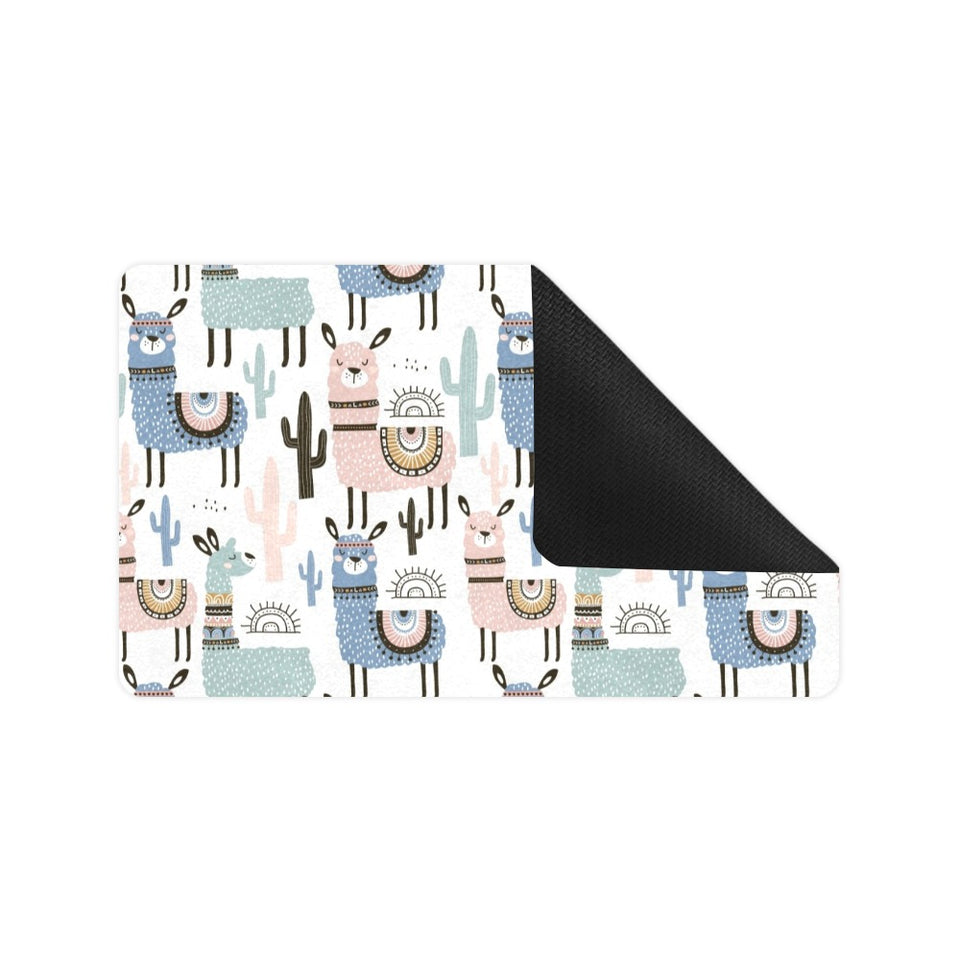 lama Alpaca cactus hand drawn pattern Doormat