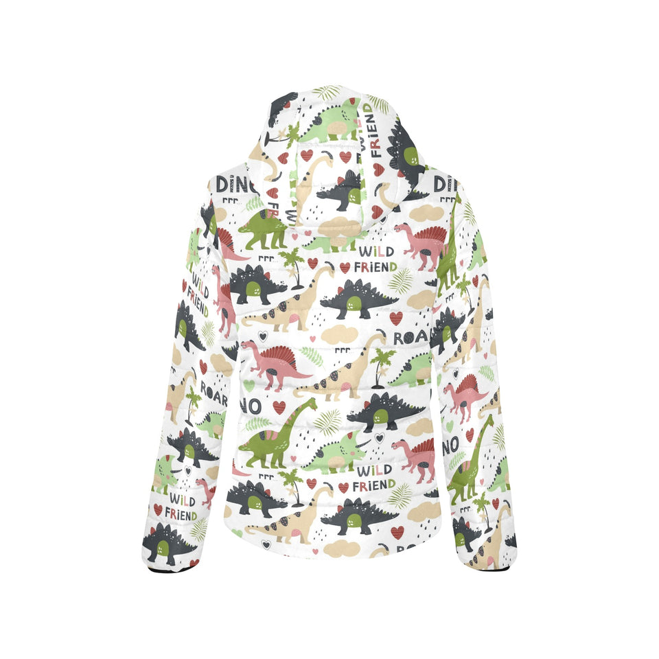 Cute dinosaurs pattern Women's Padded Hooded Jacket