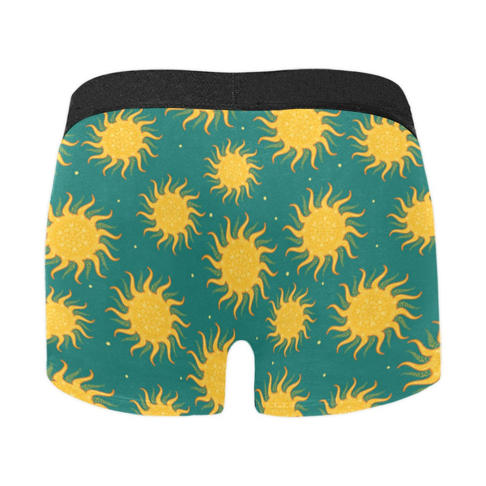 Sun green background Men's All Over Print Boxer Briefs Men's Underwear