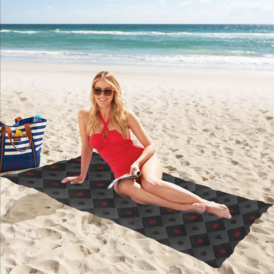 Casino Cards Suits Pattern Print Design 05 Beach Towel