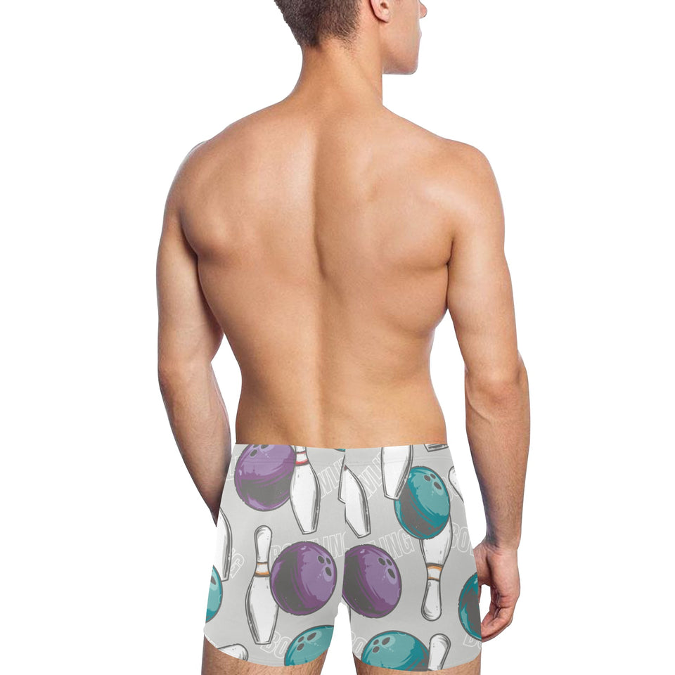 Bowling ball and pin gray background Men's Swimming Trunks