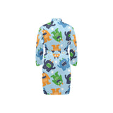 Alien Pattern Print Design 04 Men's Long Sleeve Belted Night Robe