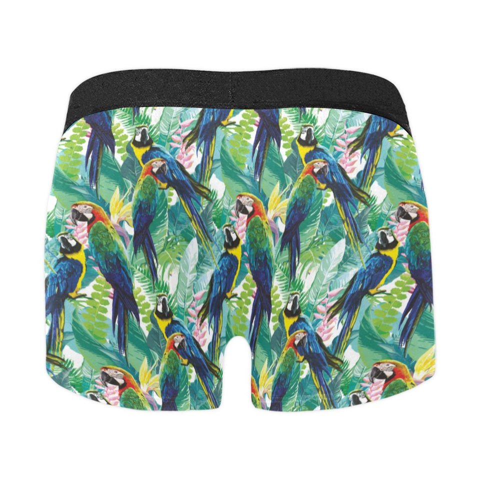 Colorful parrot exotic flower leaves Men's All Over Print Boxer Briefs Men's Underwear