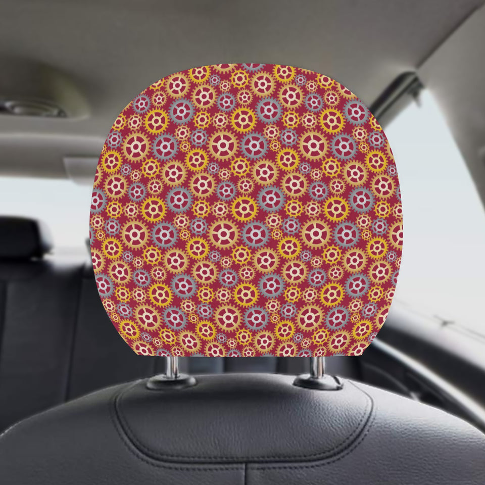 Gear Pattern Print Design 04 Car Headrest Cover