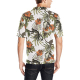 Monkey red hibiscus flower palm leaves floral patt Men's All Over Print Polo Shirt