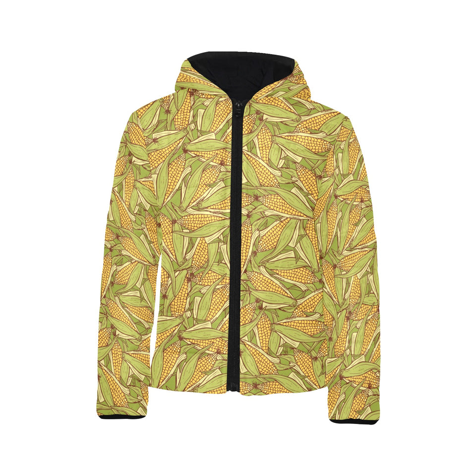 Corn Pattern Print Design 01 Kids' Boys' Girls' Padded Hooded Jacket