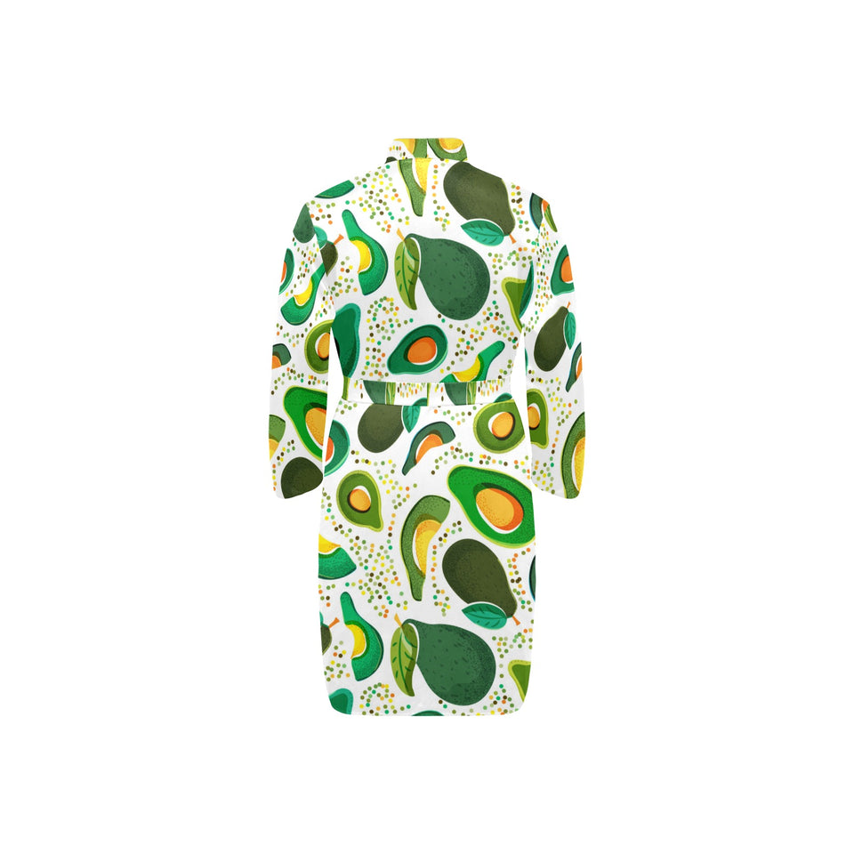 Avocado design pattern Men's Long Sleeve Belted Night Robe