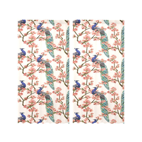 Peacock tropical flower pattern Gauze Curtain
