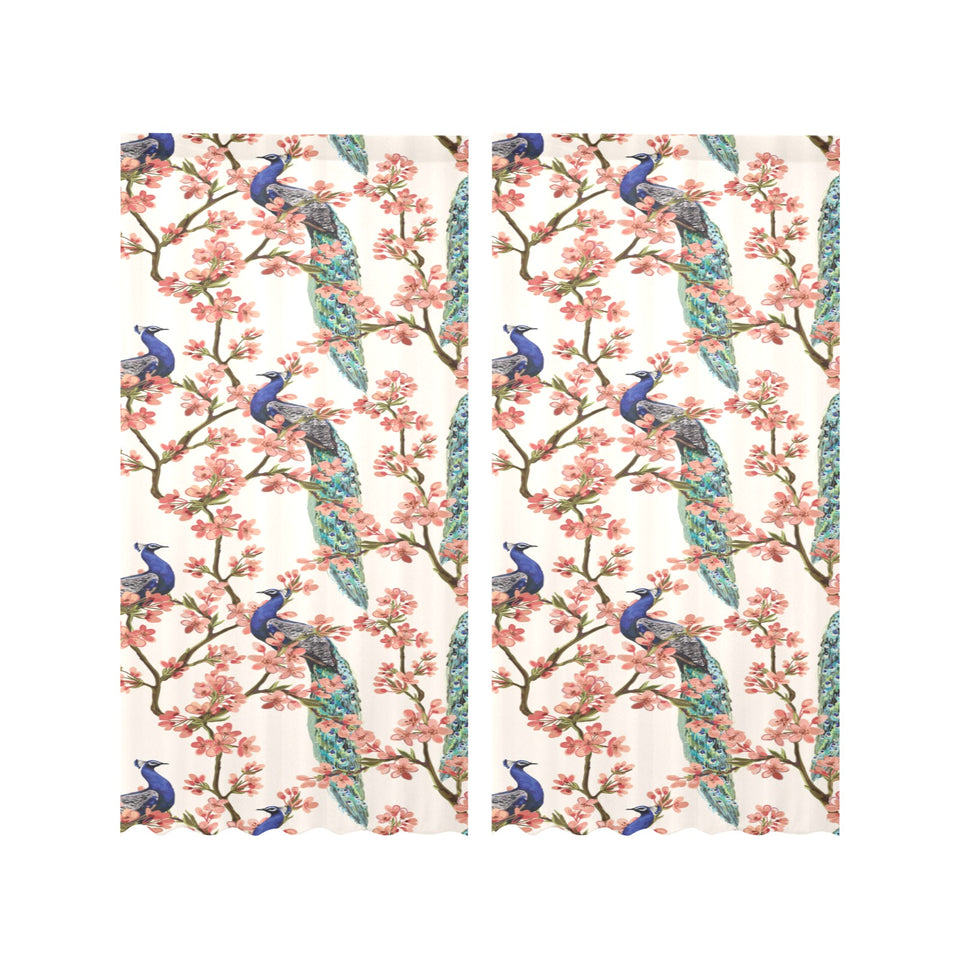 Peacock tropical flower pattern Gauze Curtain