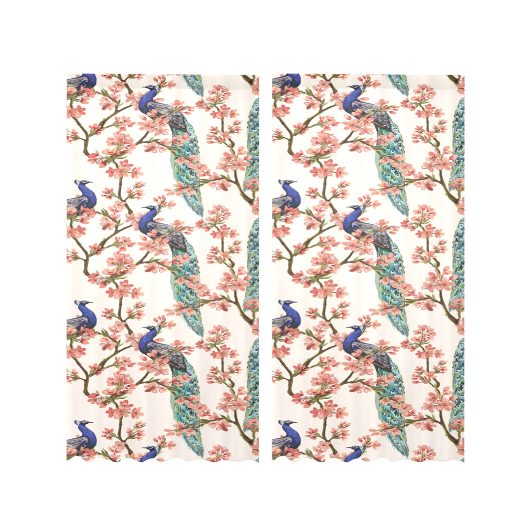 Peacock tropical flower pattern Gauze Curtain
