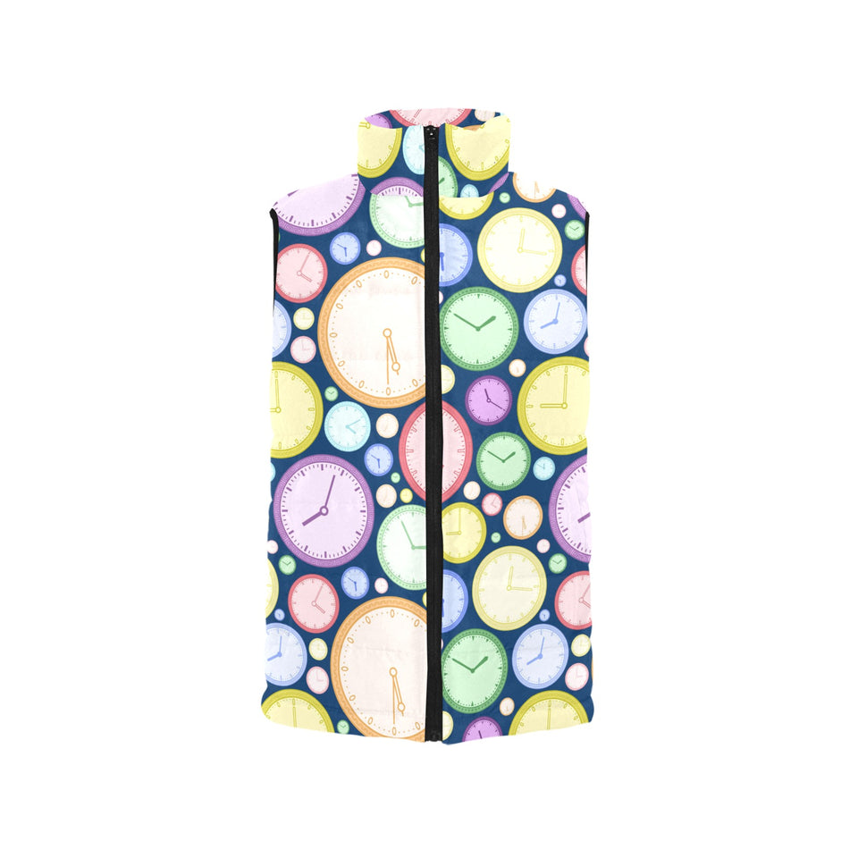 Colorful clock background Women's Padded Vest