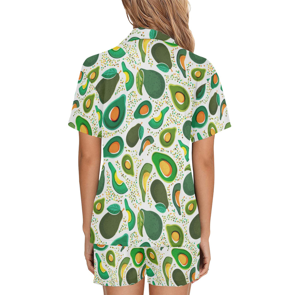 Avocado design pattern Women's V-Neck Short Pajama Set