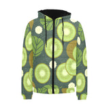 Whole sliced kiwi leave and flower Men's Padded Hooded Jacket