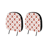 Daruma japanese wooden doll design pattern Car Headrest Cover