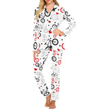 Bicycle Pattern Print Design 04 Women's Long Pajama Set