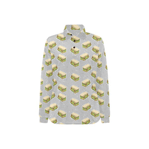 Sandwich Pattern Print Design 05 Women's Long Sleeve Polo Shirt