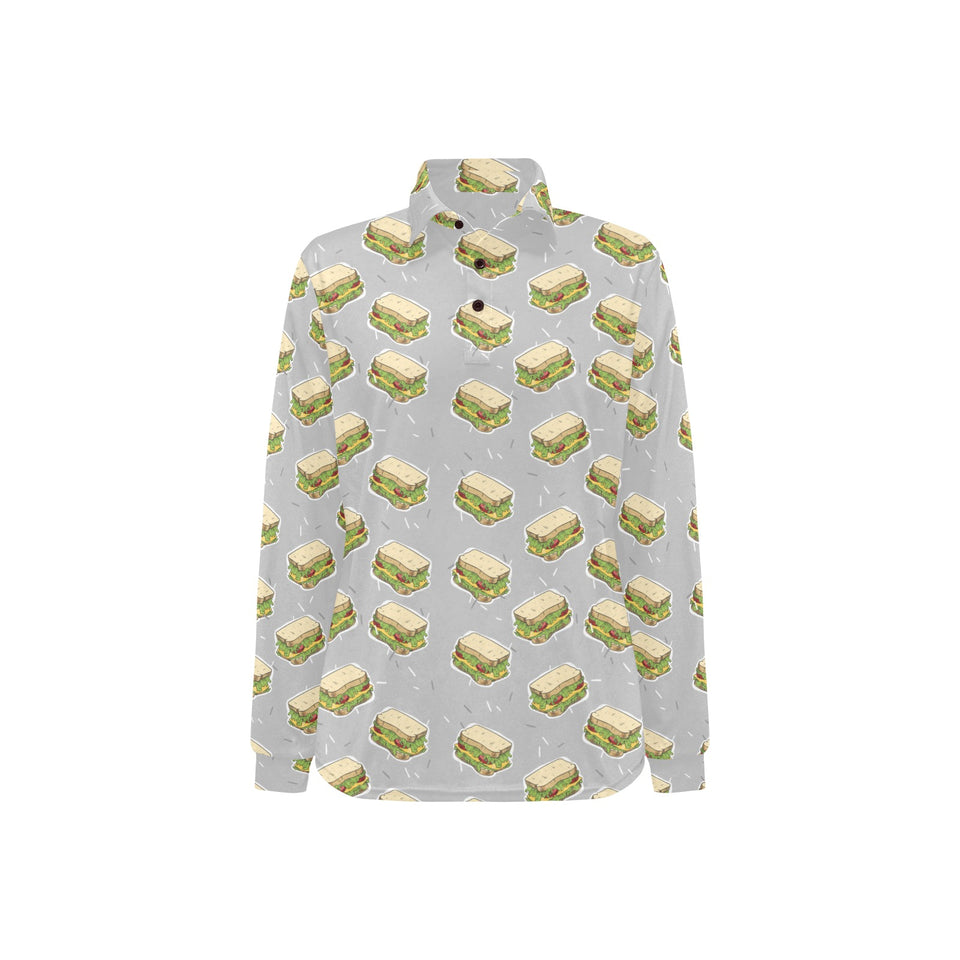 Sandwich Pattern Print Design 05 Women's Long Sleeve Polo Shirt
