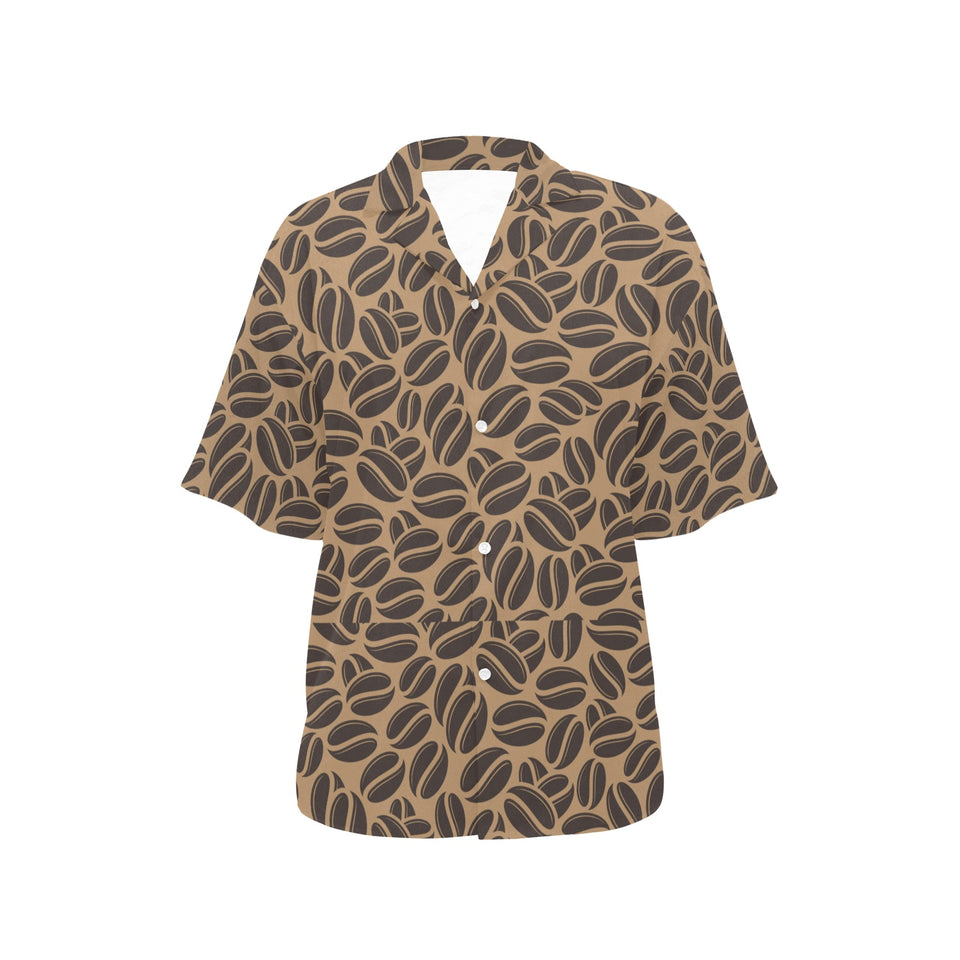 Coffee bean on brown background Women's All Over Print Hawaiian Shirt