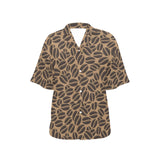 Coffee bean on brown background Women's All Over Print Hawaiian Shirt