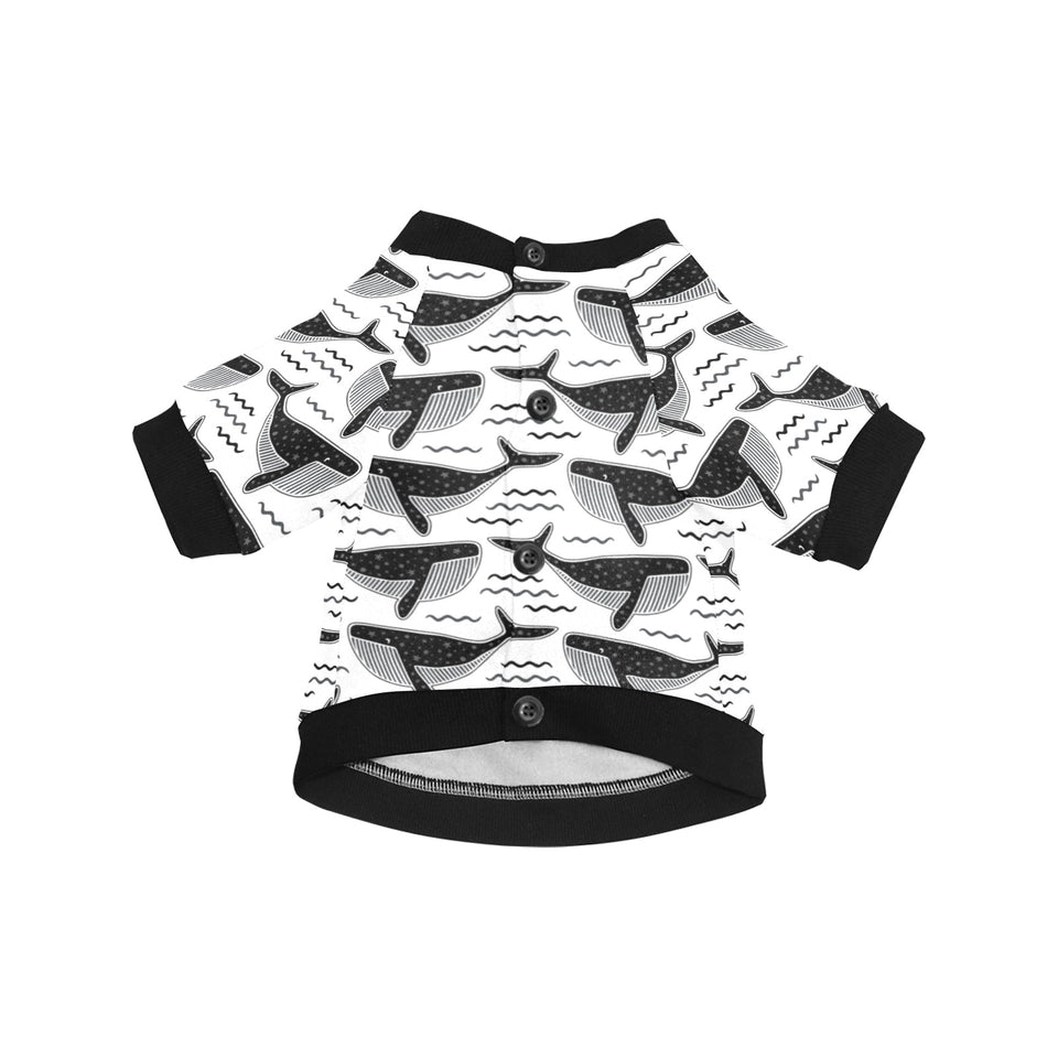 Black whale pattern All Over Print Pet Dog Round Neck Fuzzy Shirt