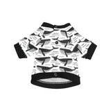 Black whale pattern All Over Print Pet Dog Round Neck Fuzzy Shirt