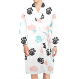 Dog Paws Pattern Print Design 04 Men's Long Sleeve Belted Night Robe