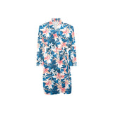 Hibiscus Pattern Print Design 02 Men's Long Sleeve Belted Night Robe