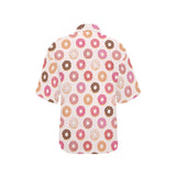 Colorful donut pattern Women's All Over Print Hawaiian Shirt