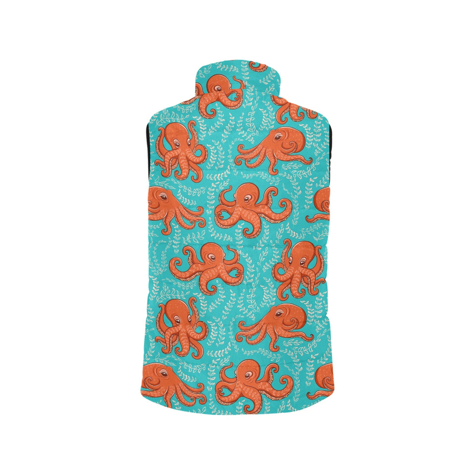 Octopus turquoise background Men's Padded Vest