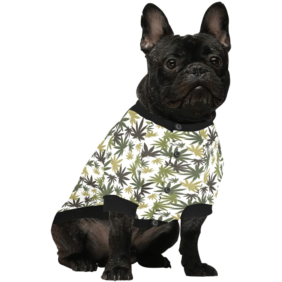 Canabis Marijuana Weed Pattern Print Design 05 All Over Print Pet Dog Round Neck Fuzzy Shirt