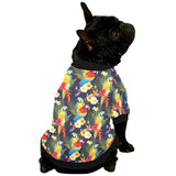 Colorful parrot flower pattern All Over Print Pet Dog Round Neck Fuzzy Shirt